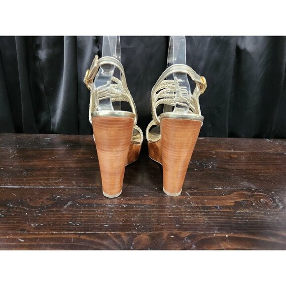 Kenneth Cole Reaction Bend Away Gold Wedge Sandals/Sz. 9M - Picture 6 of 9